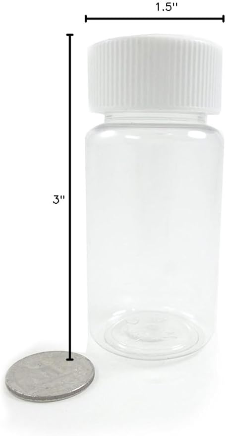 4 Empty Clear Plastic Pill Bottles Medicine Container Vitamin Capsule Holder 2oz