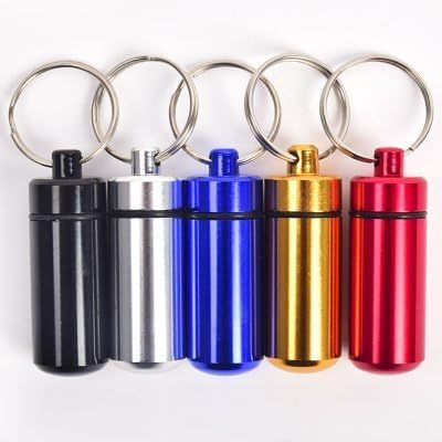 Waterproof Aluminum Pill Box Case Bottle Cache Drug Holder Keychain Container 6 Pcs,6 Color