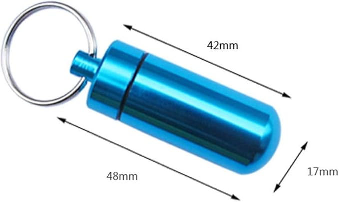 Purple Pill Organizer Mini Pill Box, Metal Pill Box Emergency Medicine Drug Box Tank with Keychain Case Stainless Steel for Outdoor Travel Waterproof Case Outdoor Camping Hiking Traveling