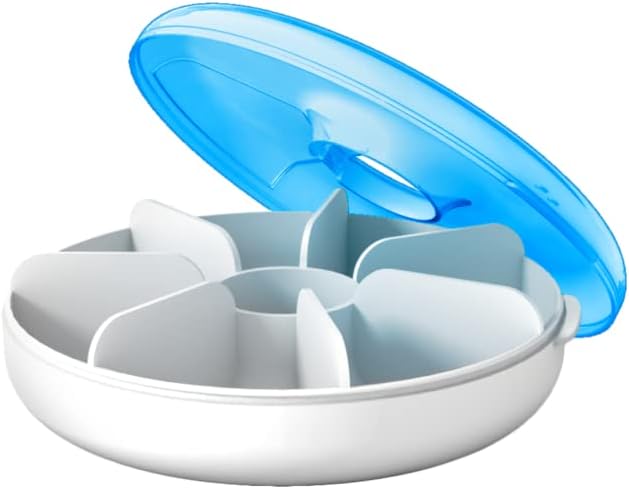 EZY DOSE Weekly (7-Day) Round Pill Case, Medicine Planner, Vitamin Organizer Box, Convenient and Easy to Use, Easy Fill All Compartments at Once, Travel Sized, Color May Vary, BPA Free