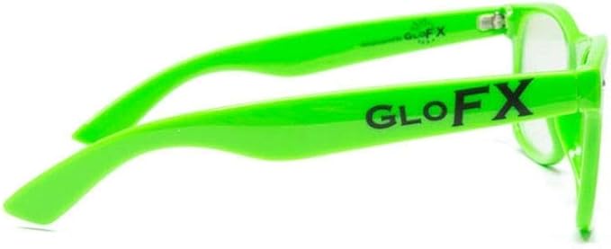 GloFX Ultimate Diffraction Glasses - Green - 3D Prism Rainbow Effect - Great Edm, Festival, Concert, Fireworks, Christmas Lights, and Rave Accessory - Green Frames
