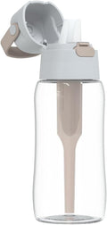Dafi Filtered Water Bottle with Straw 17 oz - Sports Water Bottle Reusable with Carbon Filter for Gym, Travel, Daily Use - Leakproof, BPA-Free with Hypoallergenic Mouthpiece & Carrying Handle - Beige