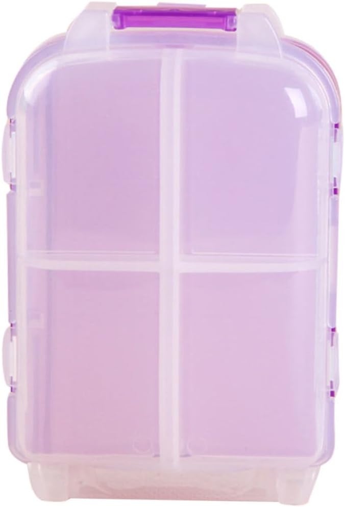 Beaupretty Three-layer Medicine Organizer Foldable Pill Box Large Capacity Plastic for Outdoor Travel Purple