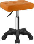 FURWOO Rectangle Rolling Stool with Wheels Height Adjustable Swivel Stool Chair for Spa Salon Massage Pale Brown