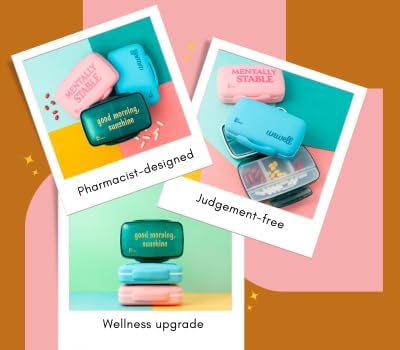 Cute, Large Pill Organizer – Big Silicone Travel Case for Vitamins & Supplements in Blue/Unwell