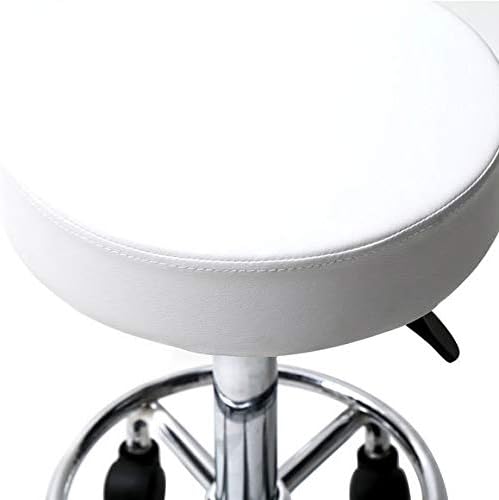 Layee Rolling Stool Ergonomic Swivel Adjustable Hydraulic Drafting Salon Massage Spa Stool with Comfortable Larger Cushioned Seat, White
