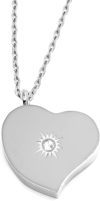 Amour Heart Pill Necklace - Polished Heart Locket with Strong Magnetic Closure - Medication Necklace - Keep Your Medication Securely with You at All Times - 26 Inch Chain