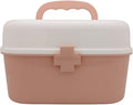 BangQiao Plastic First Aid Storage Box Container Bin with Removable Tray and Portable Handle, Family Emergency Medicine Kit Case Organizer, White&Pink
