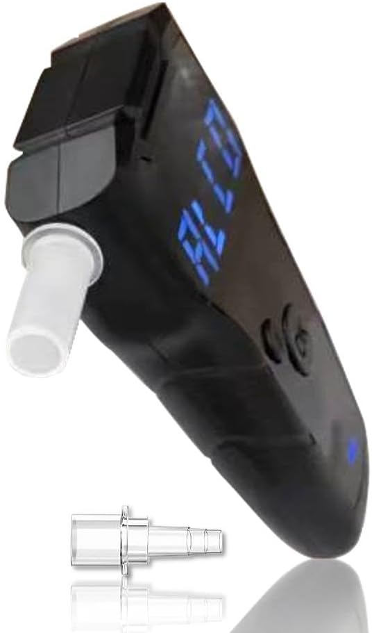 Rechargeable Breathalyzer with Auto Flow detect & auto Cleaning Feature, 200 Memories and Big View Area Display Visible at Night