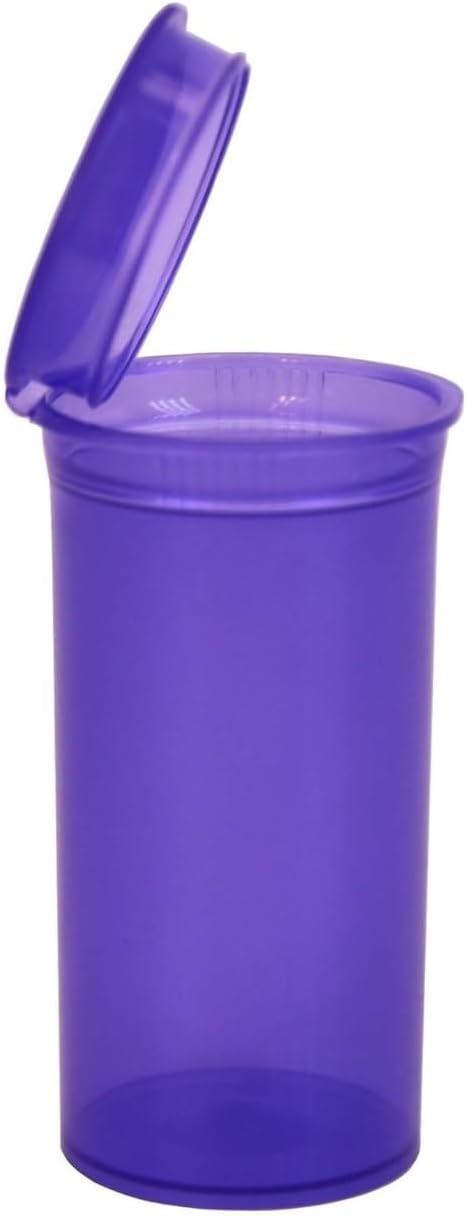 Multi-Use Airtight Empty Pill Bottles with Hinged Lids, 13 Dram Plastic Bottle Organizer for Supplements, Vitamins & Medicines, 12 Pack (Violet Transparent)