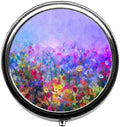 Abstract Hand Drawn Watercolor Flowers Cute Pill Box/Pill case-Round Pill Box/case- Three-Compartment Pill Box/Pill case