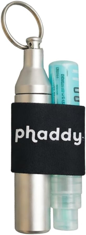 phaddy™ Keychain Pill Holder – 100% Waterproof Aluminum Storage Capsule with Band, EDC Mini Container for Pills, Vitamins, Cash & Essentials (Silver, Standard)