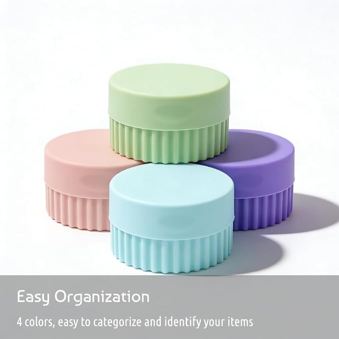 4pc Soft Silicone Pill Organizer, Small Compact Pill Case for Purse, Portable Jewelry Holder, Color-Coded Medicine & Vitamin Box