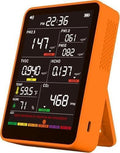 Professional Indoor Air Quality Monitor with AQI Beep Alarms, Portable Real-Time Detector for Home Cars Plants and Pets (Orange)