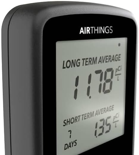 Airthings Battery-Operated Lightweight Digital Home Radon Detector with LCD Display for Continuous and Long-Term Monitoring