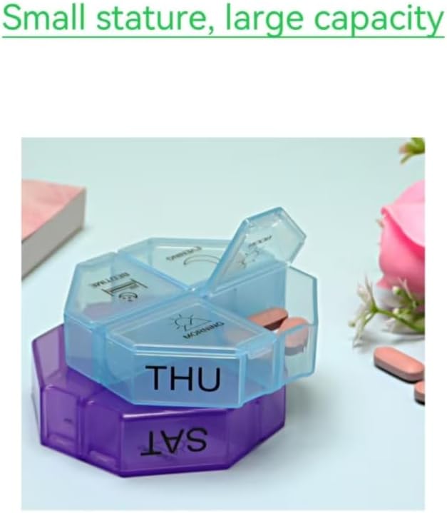 Weekly Pill Organizer 4 Times a Day, Large Pill Dispenser 7 Day with 28 Extra Large Compartments, Portable Travel Pill Box AM PM Morning Noon Evening Bedtime Medication Organizer for Vitamins Fish Oil