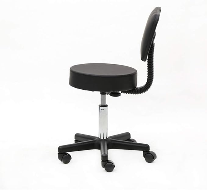 Modern Rolling Round Stool Chair,PU Leather Swivel Adjustable Rolling Stools,Ergonomic Swivel Salon Spa Barstools,Office Drafting Chairs,with Wheels,for Home, Kitchen, Medical, Lab (Black)