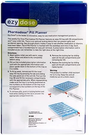EZY DOSE 2 Pack Pharmadose 7-Day Pill, Medicine, Vitamin Organizer Box Case Weekly, 4 Times a Day, Medium Compartments Clear Lids (2 Pack - Random Colors)