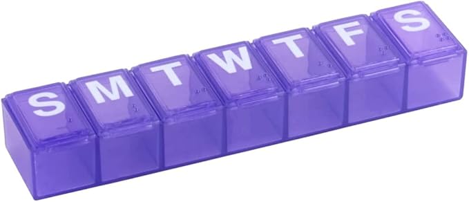 Ezy Dose Weekly (7 Day) Pill Organizer Case, Medium Compartment Vitamin and Medicine Box, Easy to Use (Medium - 2 Pack - Colors Vary)