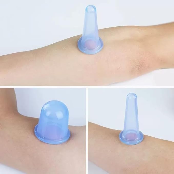 4 Pcs Face Cupping Set, Facial Cupping Set for Face and Eye Massage, Silicone Massage Vacuum Anti Aging Beauty Tool Facial Eye Care (2 Small + 2 Large) (Pink)
