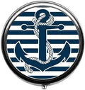 Anchor Pattern Cute Pill Box/Pill case-Round Pill Box/case- Three-Compartment Pill Box/Pill case …