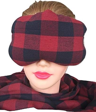 Eye Mask Lavender Eucalyptus, Sinus, Herbal Pack, Hot Cold Pack, Heat Wrap,Organic, Flax Seed, Microwave Therapy, Sleep Mask, Yoga Meditation Eye Pillow, Buffalo Plaid Checkers