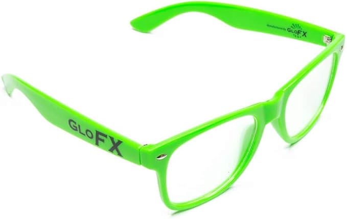 GloFX Ultimate Diffraction Glasses - Green - 3D Prism Rainbow Effect - Great Edm, Festival, Concert, Fireworks, Christmas Lights, and Rave Accessory - Green Frames