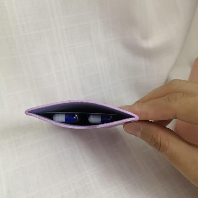 Birth Control Pill Case Holder Credit Card Sleeve Slim Wallet (Purple)