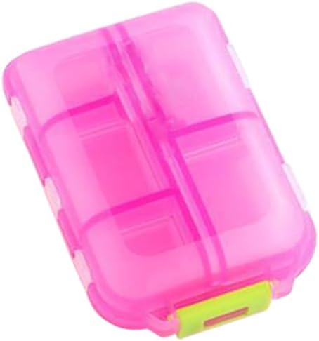 Travel Pill Organizer, Moisture Proof Daily Medicine Dispenser Box, Small Weekly Vitamin Case for Supplement, Fish Oil, Meds, Pocket Pharmacy Cute Capsule Container 10 Compartments, Pink