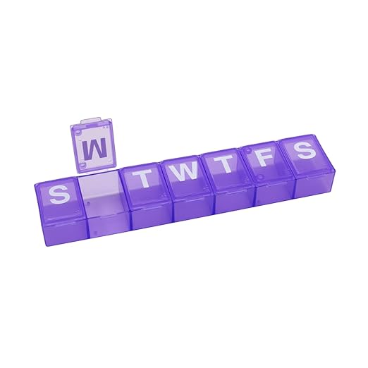 EZY DOSE Weekly (7-Day) Pill Organizer, Medicine Planner, Vitamin Storage Box, Convenient and Easy to Use, Medium Compartments, Case for Supplements and Fish Oils, Travel Friendly, Purple, BPA Free