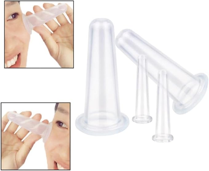 BWESOO 4Pcs Massage Cupping Set Silicone Mini Facial Cups Face Massager Helper Skin Care Neck Back Eyes Massaging Cup Safe to Use, Don't Worry About Burns Health Care Products (Pink)