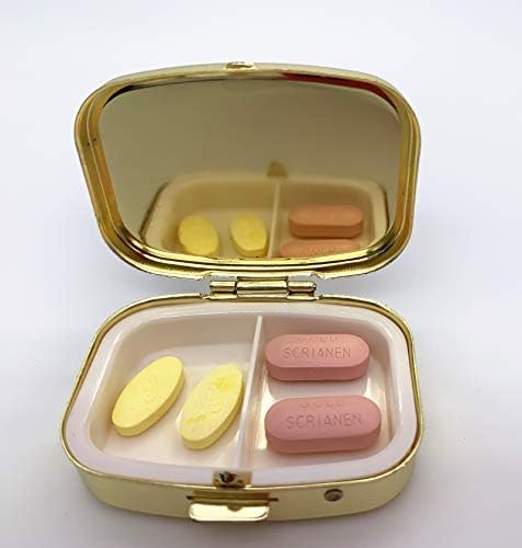 2 Packs of Cute Pill Cases Travel Friendly Portable Compact Metal Pill Organizer Pill Box to Hold Vitamins/Tylenol/Fish Oil/Supplements/Meds/Tablet for Purse/Pocket(Happy Pills)