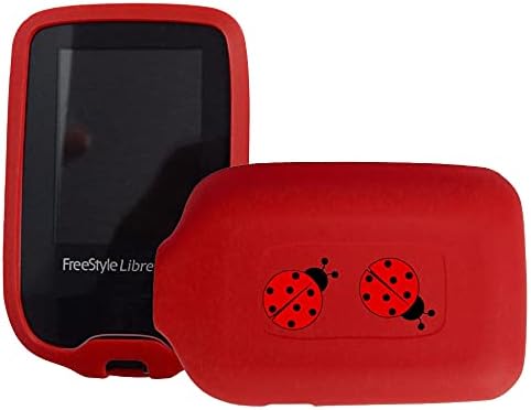 NEW! Premium Silicone Case with Cartoon Animal Patterns for Continuous Glucose Monitor-Freestyle Libre 3/ Freestyle Libre 2 (Ladybug/red)