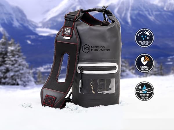 Mission Darkness Dry Shield Faraday Tote 7L Capacity // Waterproof Dry Bag for Electronic Device Security & Transport Signal Blocking Anti-Tracking EMP Shield Data Privacy Fits Phones Tablets Radios