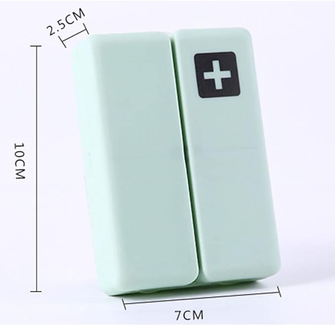2PCS Travel Pill Box, 7 Compartments Portable Pill case Travel Pill Box,Cute Pill Organizer, Magnetic Folding Small Pill Case, Portable Medicine Organizer for Purse,