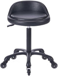 Rolling Salon Stool Chair with Back Support Hydaulic Height Adjustable on Swivel Wheels Heavy Duty for Hair Cutting Esthetician Tatto Beauty Spa Bar Lab Clinic Kitchen Office Home (Black)