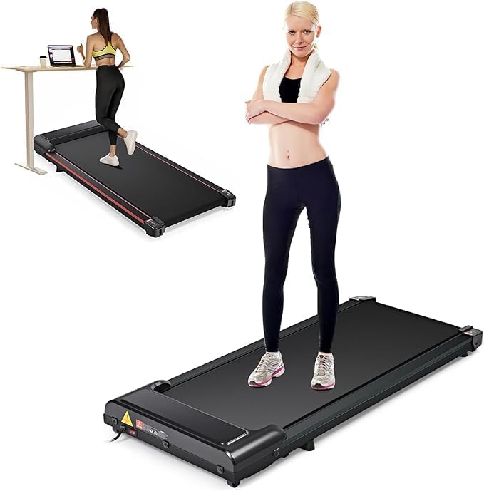 Under Desk Treadmill, Walking Pad 300 lb Capacity, Desk Treadmill for Home Office, 2.5HP Low Noise Walking Treadmill Pad with Remote Control, Portable Treadmill for Home Office (Black)