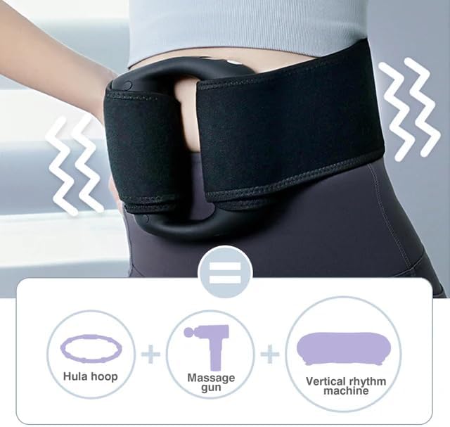 Deep Tissue Massage Gun Handheld Cordless Electric Massager with Adjustable Intensity, Body Strap for Hands-Free Back Massage, Muscle Recovery & Pain Relief for Athletes and Home Relaxation (Black)