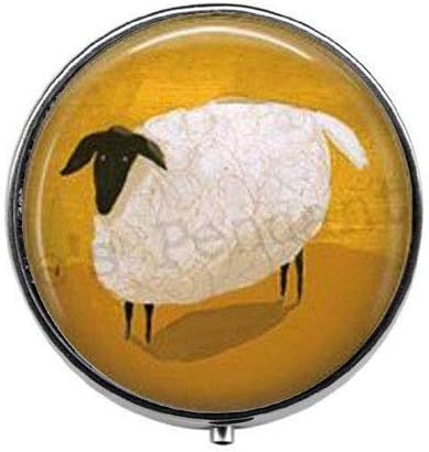 Sheep Box/Pill case - Vintage S Baa Baa Black Sheep Art Pill Box/case - Three-Compartment Pill Box/Pill case