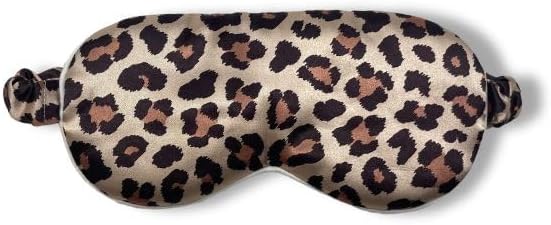 Funky Junque Adjustable Satin Sleep Mask for Women, Silk Filled Eye Mask, Ultra Lightweight, Blocks Light, for Travel, Meditation - Leopard