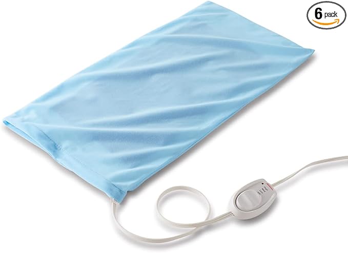 Sunbeam XL Heating Pad for Back Neck and Shoulder Pain Relief with Sponge for Moist Heating Option Extra Large 12 x 24 Blue,(Pack of 6)