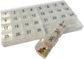 Unique XL Monthly Pill Organizer with 31 compartments, 1 per Day, 4 Week Full Month 31 Day Pill Organizer, Includes Tray and 8 Extra Large Removable compartments