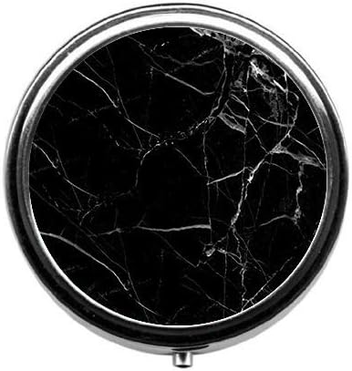 Black Marble Cute Pill Box/Pill case-Round Pill Box/case- Three-Compartment Pill Box/Pill case …