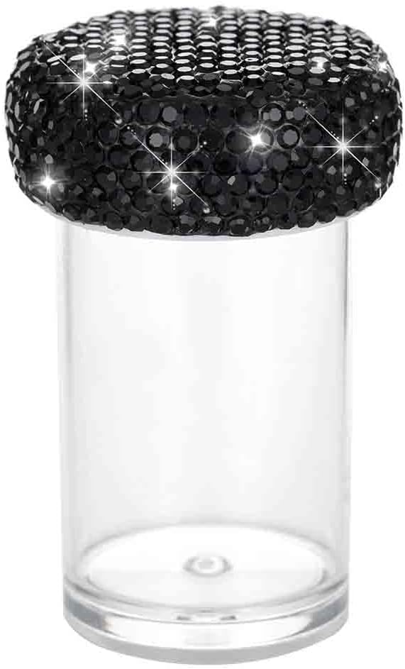 Bling Diamond Portable Waterproof Pill Case Medicine Dispenser Bottle Storage for Outdoor Camping Travel (Black)