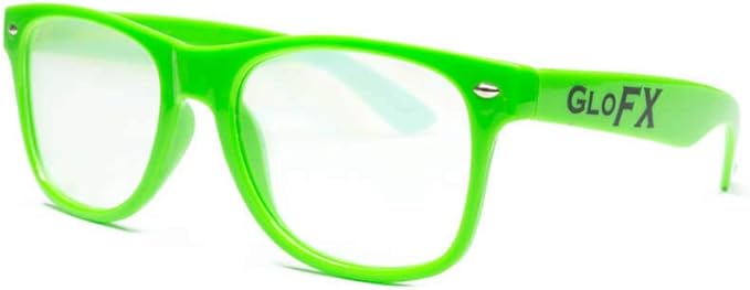 GloFX Ultimate Diffraction Glasses - Green - 3D Prism Rainbow Effect - Great Edm, Festival, Concert, Fireworks, Christmas Lights, and Rave Accessory - Green Frames
