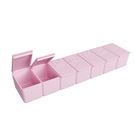 EZY DOSE Weekly (7-Day) Daily Pill Case, Embossed Matte Pill Case, Daily Medicine & Vitamin Organizer Box, Large Easy-Open Compartments, BPA-Free Medication Planner for Home & Travel, Pink