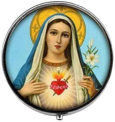 Virgin Mary Pill Box,Candy Box Christian Religious Faith Spiritual Catholic Religion Jewellery Glass Photo Jewelry