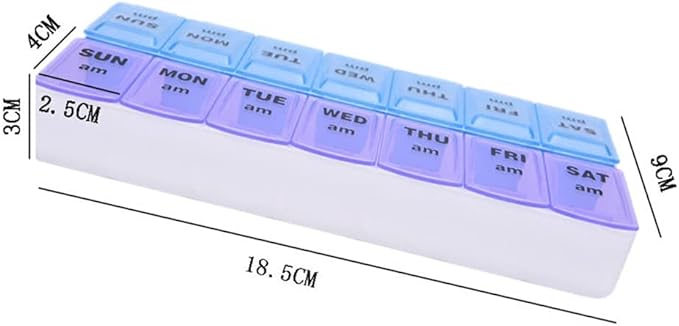 7-Day Pill Box Case Weekly and Daily Pill Organizer 2 Times a Day AM/PM for Vitamin Supplements, Medication