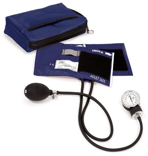Prestige Medical Adult Premium Aneroid Sphygmomanometer with Matching Carry Case, Navy Blue (Model: 882-NAV)