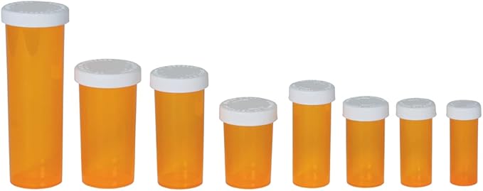 Ezy Dose Pill, Medicine, Vitamin Container & Vial, 8 Dram Storage, Child-Resistant Cap (Case of 385)